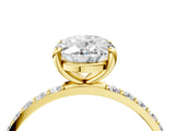 Yellow gold Oval Cut Diamond Solitaire Ring with Round with Moissanite side stone Pavé Band and Prong Setting_16