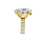 Yellow gold Oval Cut Diamond Solitaire Ring with Round with Moissanite side stone Pavé Band and Prong Setting_17