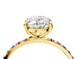 Yellow gold Oval Cut Diamond Solitaire Ring with Round with Morganite side stone Pavé Band and Prong Setting_16