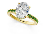 Yellow gold Oval Cut Diamond Solitaire Ring with Round with Peridot side stone Pavé Band and Four-Prong Setting_37