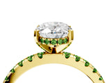 Yellow gold Oval Cut Diamond Solitaire Ring with Round with Peridot side stone Pavé Band and Four-Prong Setting_40