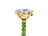 Yellow gold Oval Cut Diamond Solitaire Ring with Round with Peridot side stone Pavé Band and Prong Setting_5