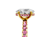 Yellow gold Oval Cut Diamond Solitaire Ring with Round with Pink Sapphire side stone Pavé Band and Four-Prong Setting_41