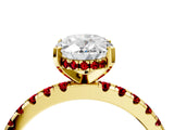 Yellow gold Oval Cut Diamond Solitaire Ring with Round with Ruby side stone Pavé Band and Four-Prong Setting_40