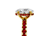 Yellow gold Oval Cut Diamond Solitaire Ring with Round with Ruby side stone Pavé Band and Four-Prong Setting_41