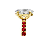 Yellow gold Oval Cut Diamond Solitaire Ring with Round with Ruby side stone Pavé Band and Prong Setting_41