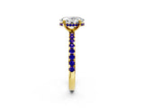 Yellow gold Oval Cut Diamond Solitaire Ring with Round with Tanzanite side stone Pavé Band and Four-Prong Setting_38
