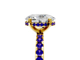 Yellow gold Oval Cut Diamond Solitaire Ring with Round with Tanzanite side stone Pavé Band and Four-Prong Setting_41