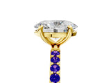 Yellow gold Oval Cut Diamond Solitaire Ring with Round with Tanzanite side stone Pavé Band and Prong Setting_17