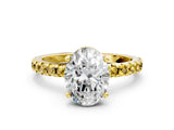 Yellow gold Oval Cut Diamond Solitaire Ring with Round with Yellow Sapphire side stone Pavé Band and Four-Prong Setting_36