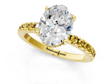 Yellow gold Oval Cut Diamond Solitaire Ring with Round with Yellow Sapphire side stone Pavé Band and Four-Prong Setting_37