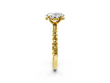 Yellow gold Oval Cut Diamond Solitaire Ring with Round with Yellow Sapphire side stone Pavé Band and Four-Prong Setting_38