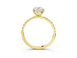 Yellow gold Oval Cut Diamond Solitaire Ring with Round with Yellow Sapphire side stone Pavé Band and Prong Setting_27