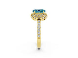 Yellow gold Oval Cut Diamond Solitaire Ring with Shared Prong Pavé Band_2