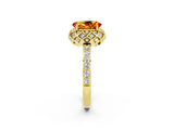 Yellow gold Oval Cut Diamond Solitaire Ring with Shared Prong Pavé Band_2