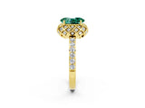 Yellow gold Oval Cut Diamond Solitaire Ring with Shared Prong Pavé Band_2