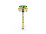 Yellow gold Oval Cut Diamond Solitaire Ring with Shared Prong Pavé Band_2
