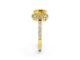 Yellow gold Oval Cut Diamond Solitaire Ring with Shared Prong Pavé Band_2