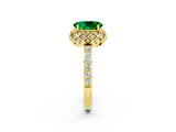 Yellow gold Oval Cut Diamond Solitaire Ring with Shared Prong Pavé Band_2