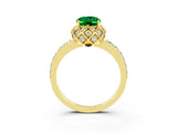 Yellow gold Oval Cut Diamond Solitaire Ring with Shared Prong Pavé Band_3