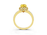 Yellow gold Oval Cut Diamond Solitaire Ring with Shared Prong Pavé Band_3