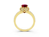 Yellow gold Oval Cut Diamond Solitaire Ring with Shared Prong Pavé Band_3