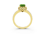 Yellow gold Oval Cut Diamond Solitaire Ring with Shared Prong Pavé Band_3