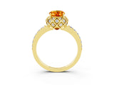 Yellow gold Oval Cut Diamond Solitaire Ring with Shared Prong Pavé Band_3