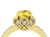 Yellow gold Oval Cut Diamond Solitaire Ring with Shared Prong Pavé Band_4