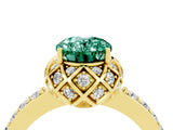 Yellow gold Oval Cut Diamond Solitaire Ring with Shared Prong Pavé Band_4