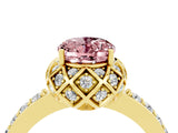Yellow gold Oval Cut Diamond Solitaire Ring with Shared Prong Pavé Band_4