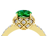 Yellow gold Oval Cut Diamond Solitaire Ring with Shared Prong Pavé Band_4