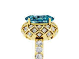 Yellow gold Oval Cut Diamond Solitaire Ring with Shared Prong Pavé Band_5