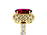 Yellow gold Oval Cut Diamond Solitaire Ring with Shared Prong Pavé Band_5