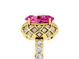 Yellow gold Oval Cut Diamond Solitaire Ring with Shared Prong Pavé Band_5