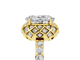 Yellow gold Oval Cut Diamond Solitaire Ring with Shared Prong Pavé Band_5