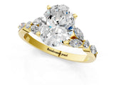 Yellow gold Oval Cut Diamond Solitaire Ring with Side Stones and Four-Prong Setting_59