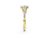 Yellow gold Oval Cut Diamond Solitaire Ring with Side Stones and Four-Prong Setting_60