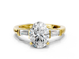 Yellow gold Oval Cut Diamond Solitaire Ring with Tapered Baguette Accents and Four-Prong Setting_75