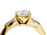Yellow gold Oval Cut Diamond Solitaire Ring with Tapered Baguette Accents and Four-Prong Setting_79