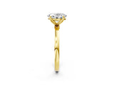 Yellow gold Oval Cut Diamond Solitaire Ring with Thin Band and Prong Setting_34