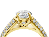 Yellow gold Oval Cut Diamond Solitaire Ring with Three-Row Pavé Band and Four-Prong Setting_53