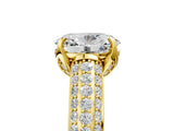 Yellow gold Oval Cut Diamond Solitaire Ring with Three-Row Pavé Band and Four-Prong Setting_54