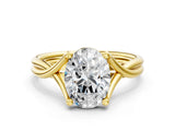 Yellow gold Oval Cut Diamond Solitaire Twist Band Prong Setting Ring_67