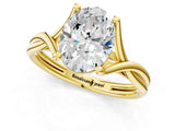 Yellow gold Oval Cut Diamond Solitaire Twist Band Prong Setting Ring_68