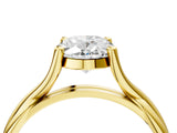 Yellow gold Oval Cut Diamond Solitaire Twist Band Prong Setting Ring_71