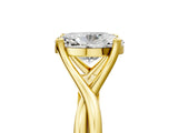 Yellow gold Oval Cut Diamond Solitaire Twist Band Prong Setting Ring_72