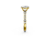 Yellow gold Oval Cut Diamond Solitaire with Pave Band and Four-Prong Setting 2