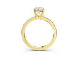 Yellow gold Oval Cut Diamond Solitaire with Pave Band and Four-Prong Setting 3