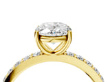 Yellow gold Oval Cut Diamond Solitaire with Pave Band and Four-Prong Setting 4